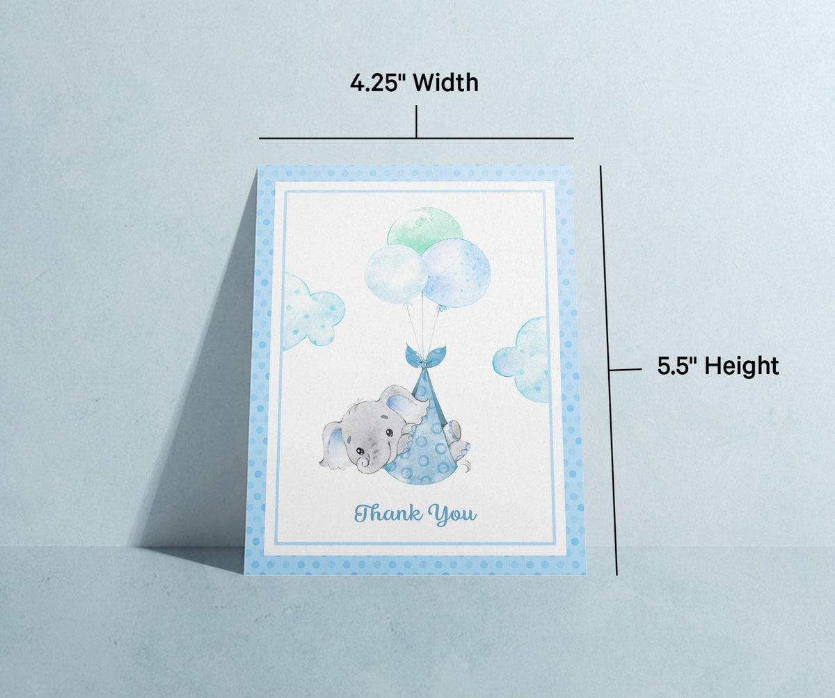 Baby Boy Elephant Baby Shower Thank You Cards, set of 12 with envelopes, Twigs Paper - view 6