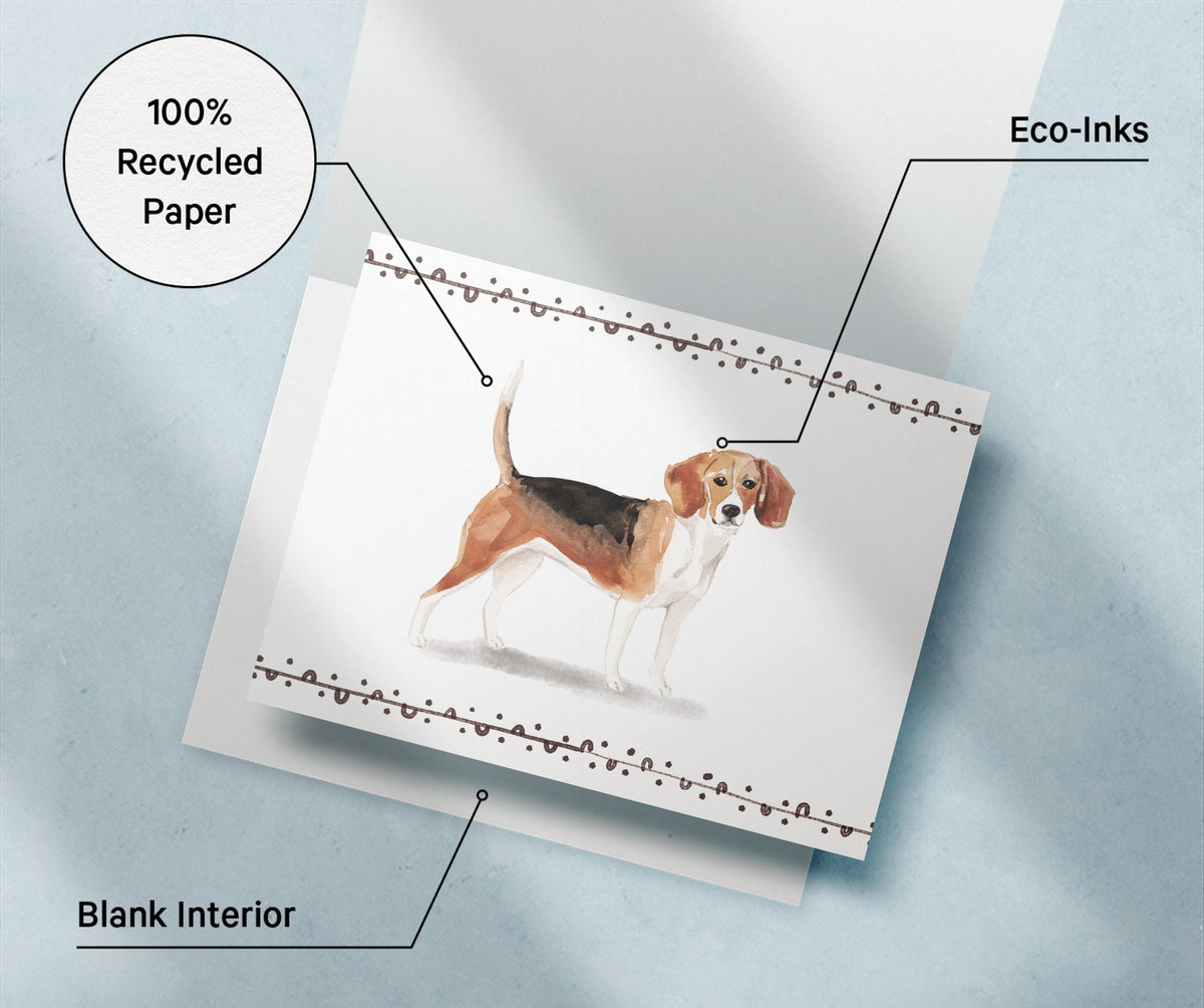 Beagle Watercolor Dog Greeting Cards, set of 12 with envelopes, Twigs Paper - view 6