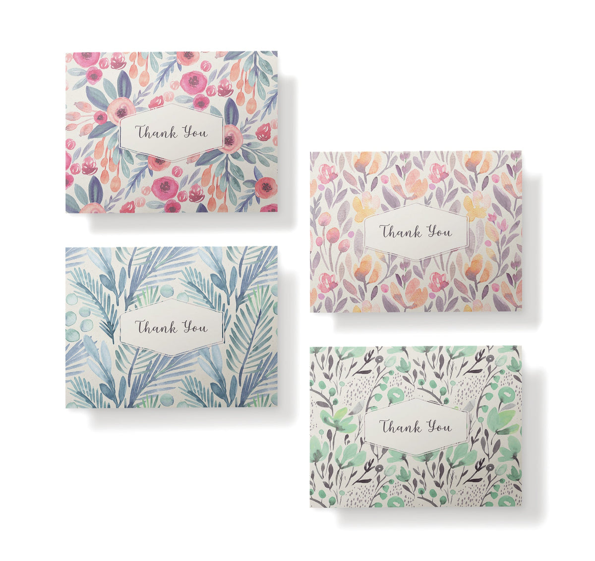 Blossom Bliss Watercolor Flower Thank You Cards, set of 12 with envelopes, Twigs Paper - view 3