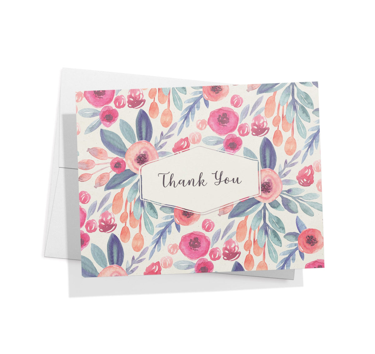 Blossom Bliss Watercolor Flower Thank You Cards, set of 12 with envelopes, Twigs Paper - view 4