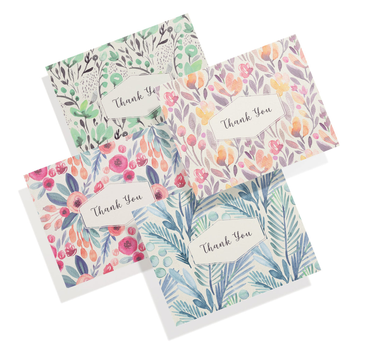 Blossom Bliss Watercolor Flower Thank You Cards, set of 12 with envelopes, Twigs Paper - view 10