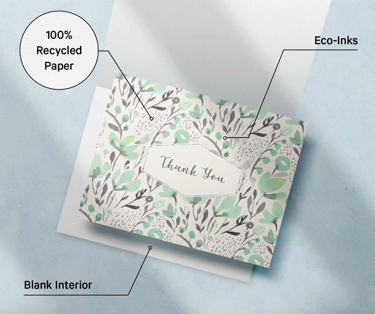Blossom Bliss Watercolor Flower Thank You Cards, set of 12 with envelopes, Twigs Paper - view 8