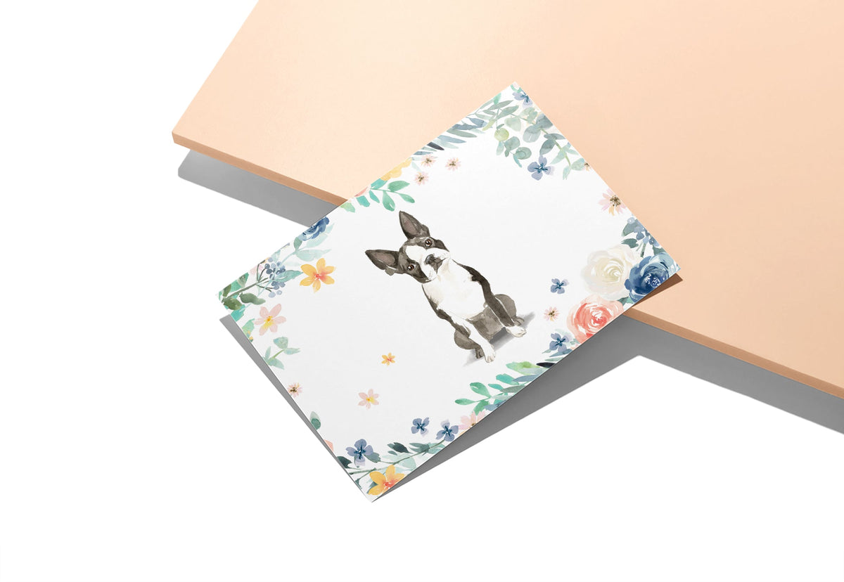 Boston Terrier Watercolor Dog Greeting Cards, set of 12 with envelopes, Twigs Paper - view 4