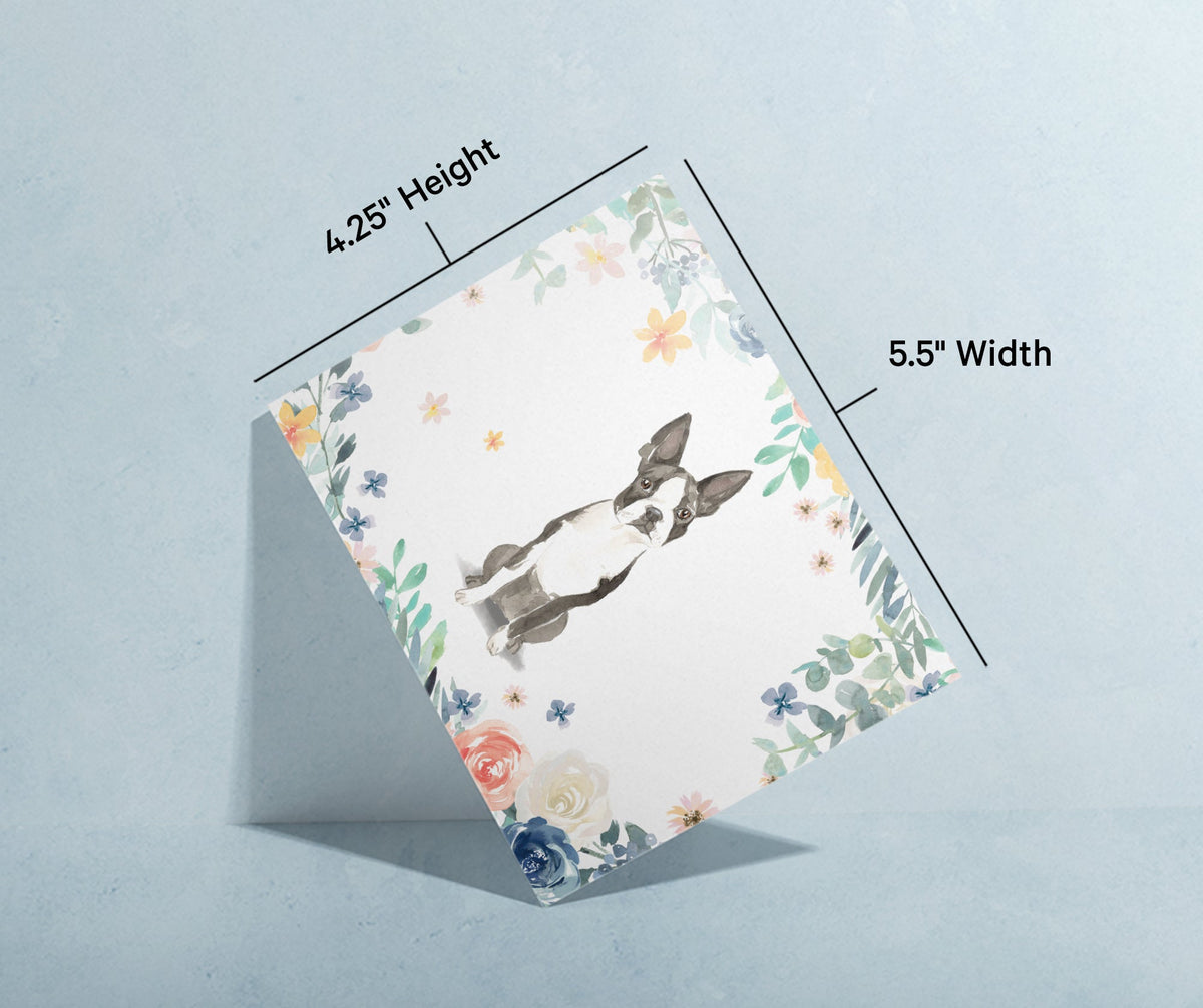 Boston Terrier Watercolor Dog Greeting Cards, set of 12 with envelopes, Twigs Paper - view 7