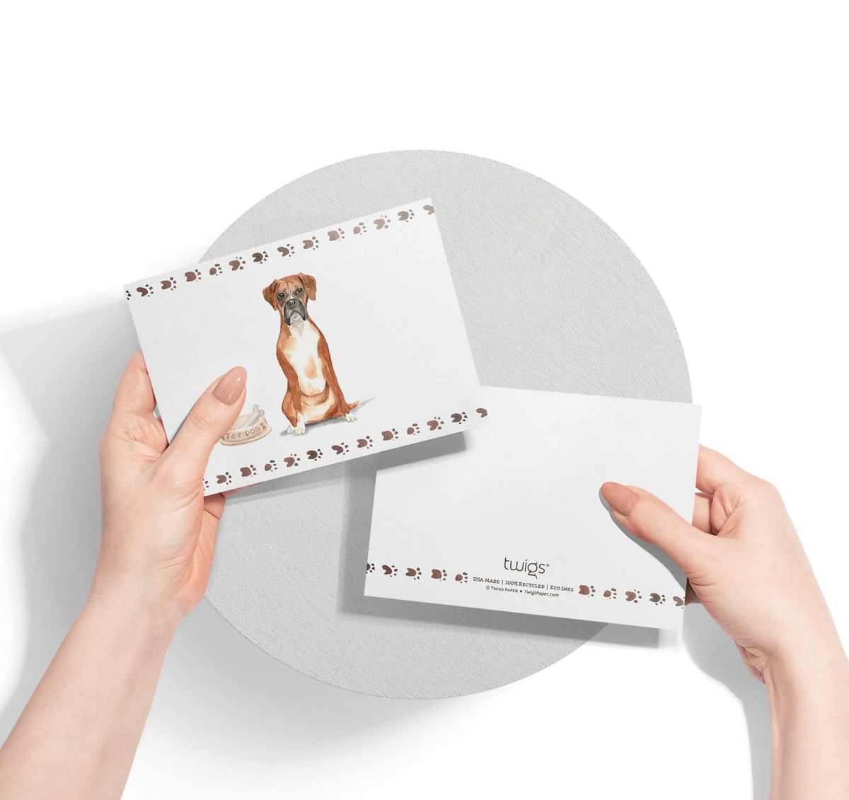 Boxer Dog Watercolor Greeting Cards, set of 12 with envelopes, Twigs Paper - view 3
