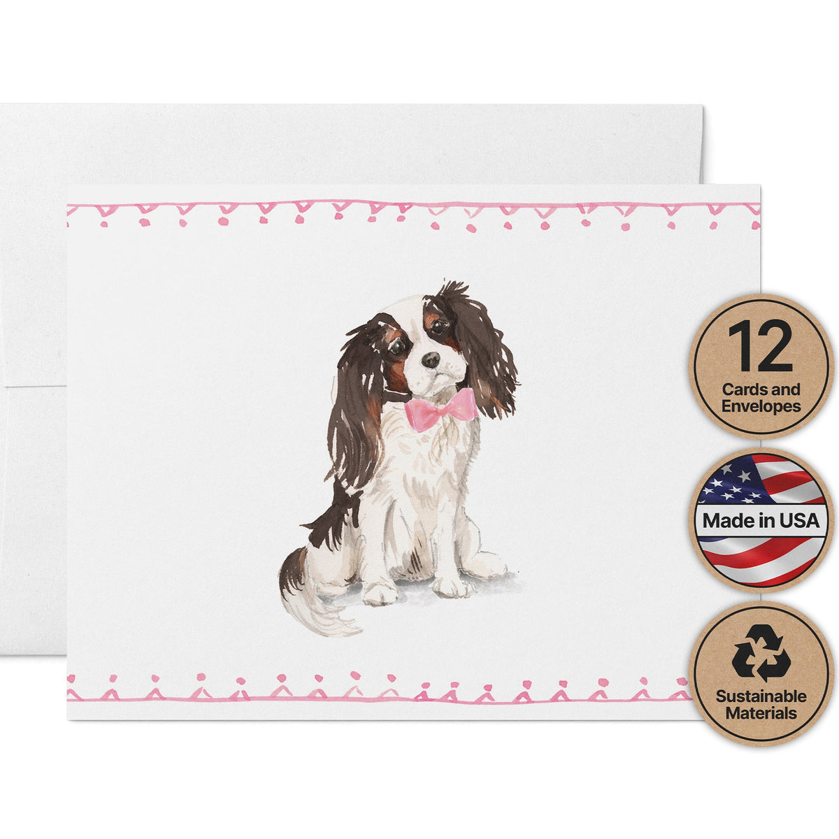 Cavalier King Charles Spaniel Greeting Cards, set of 12 with envelopes, Twigs Paper