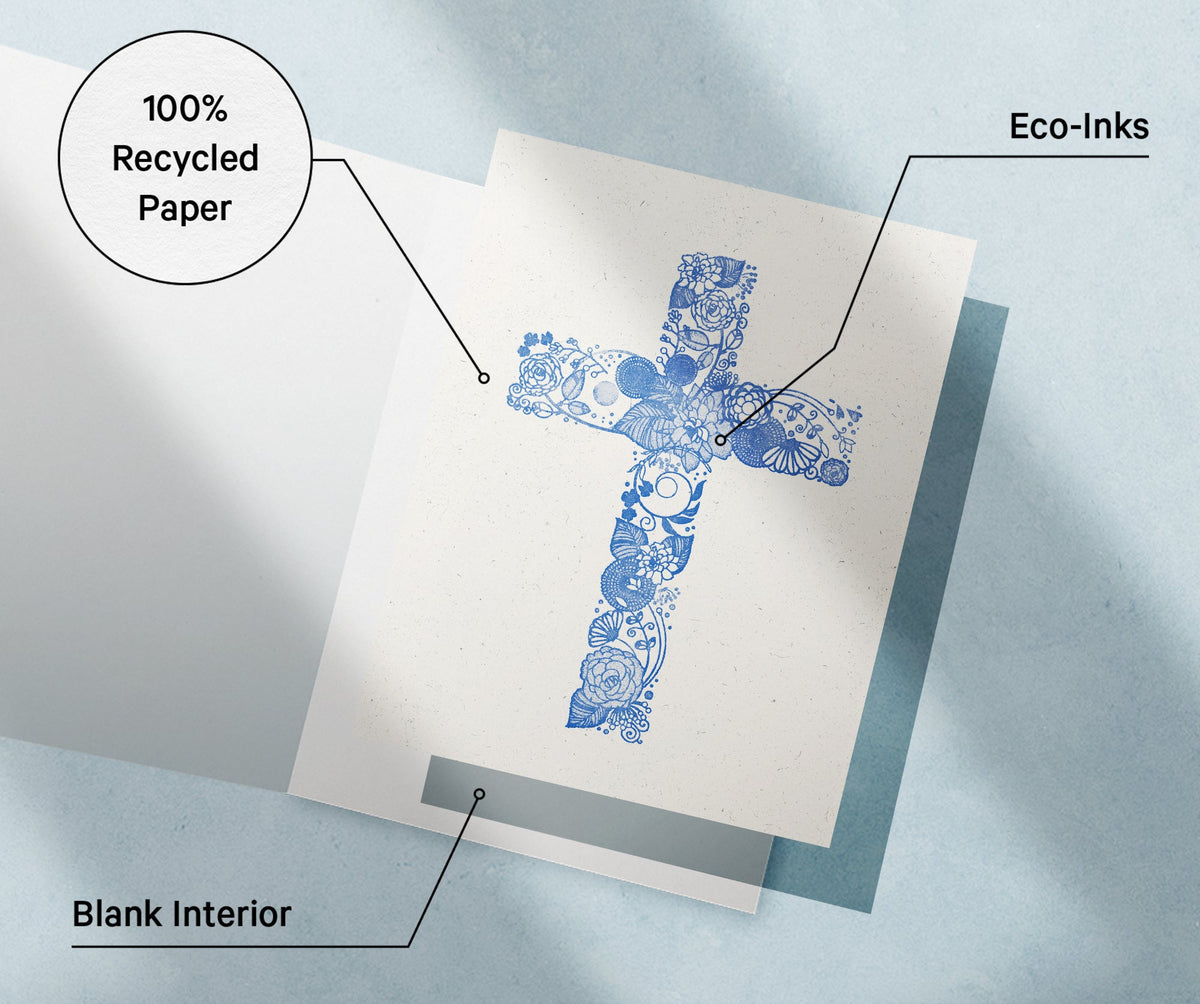 Faithful Blooms Christian Cross Note Cards, set of 12 with envelopes, Twigs Paper - view 6