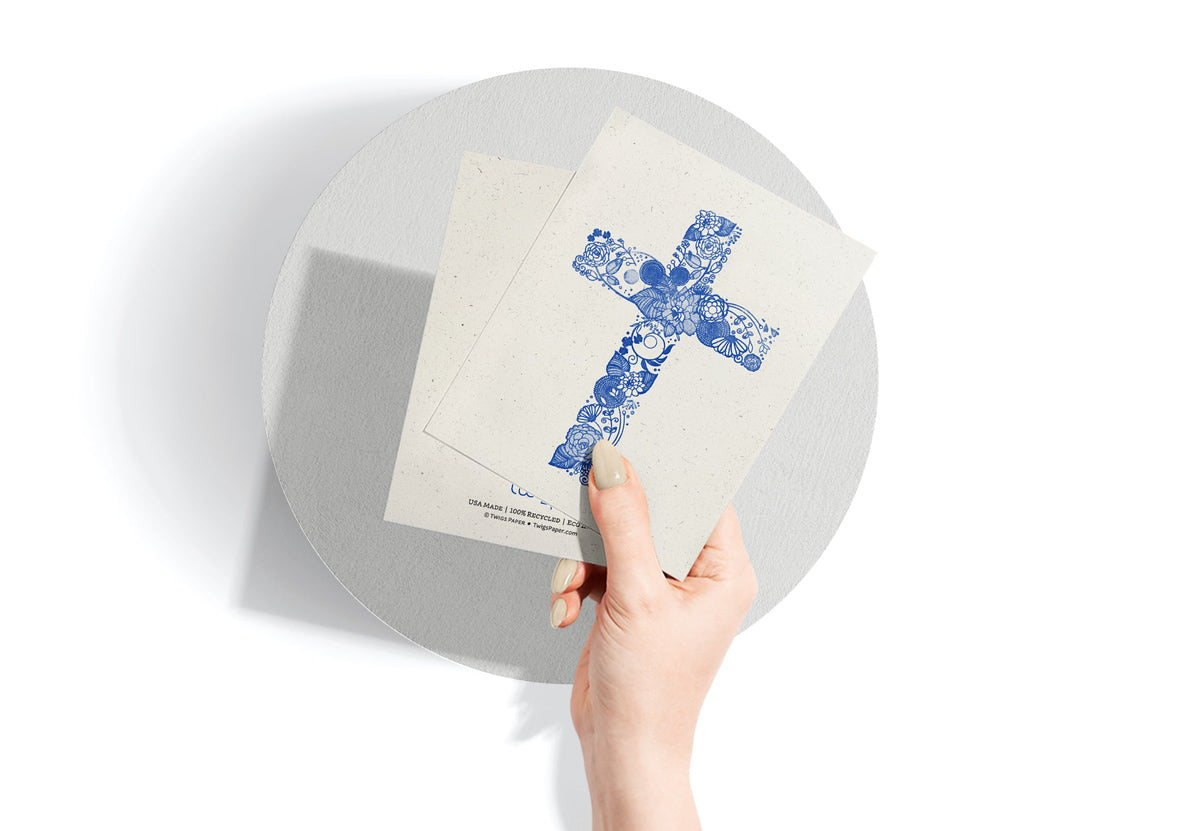 Faithful Blooms Christian Cross Note Cards, set of 12 with envelopes, Twigs Paper - view 4