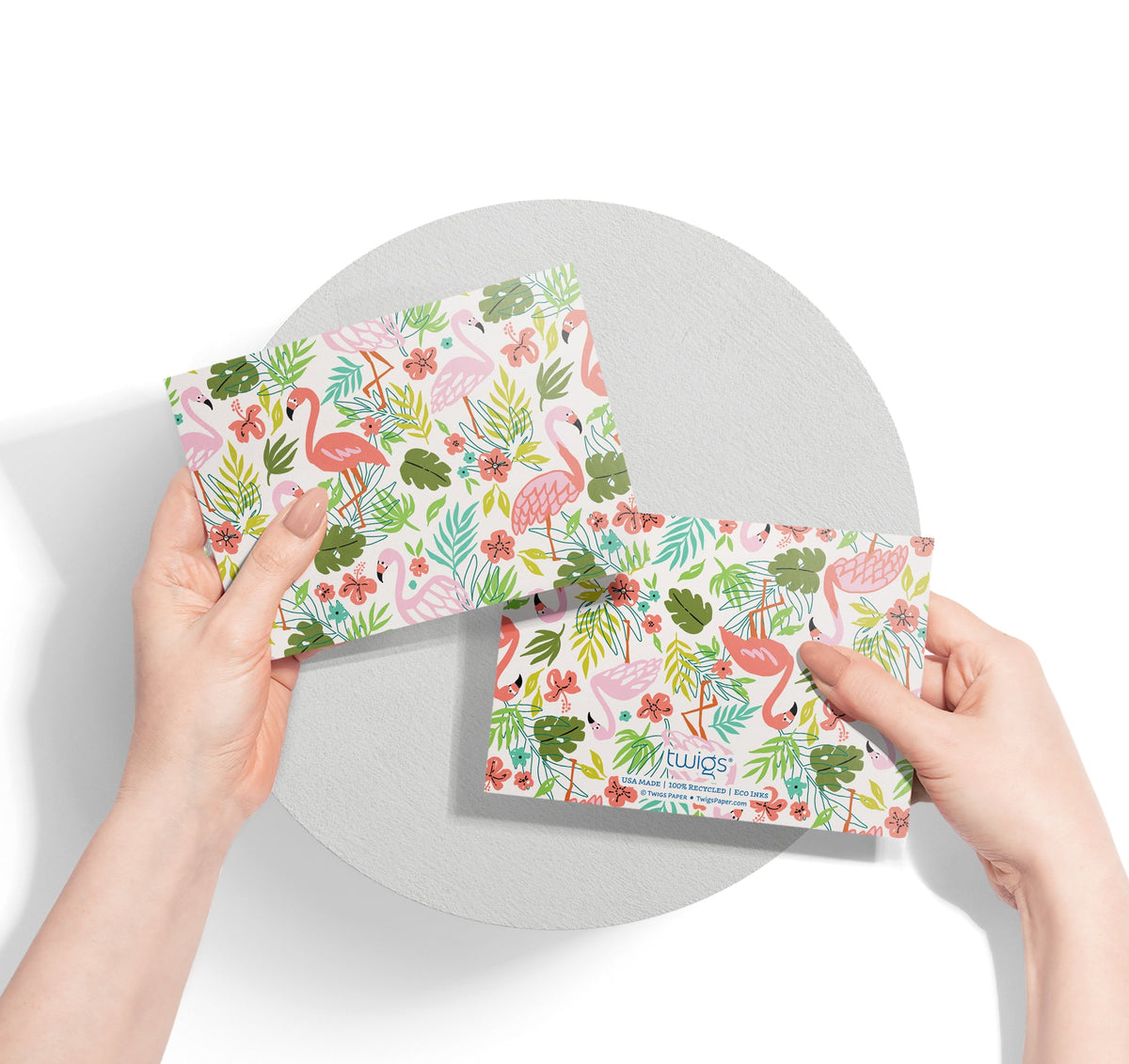 Flamingo Flair Tropical Greeting Cards, set of 12 with envelopes, Twigs Paper - view 8
