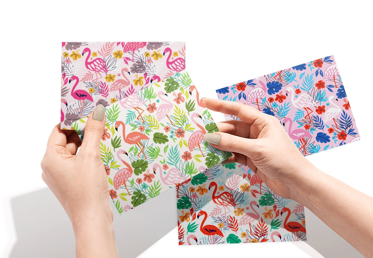 Flamingo Flair Tropical Greeting Cards, set of 12 with envelopes, Twigs Paper - view 3