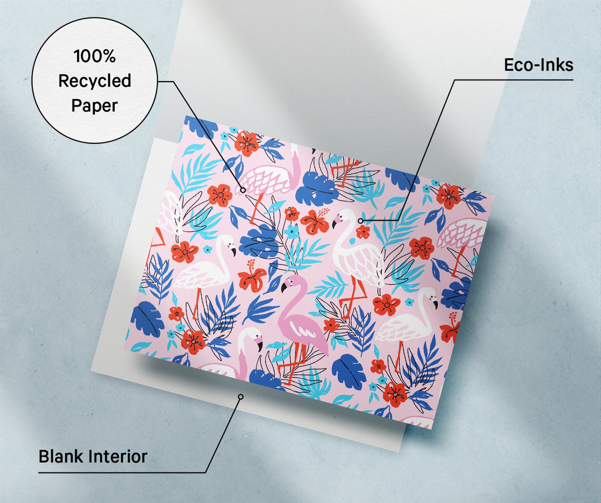 Flamingo Flair Tropical Greeting Cards, set of 12 with envelopes, Twigs Paper - view 6