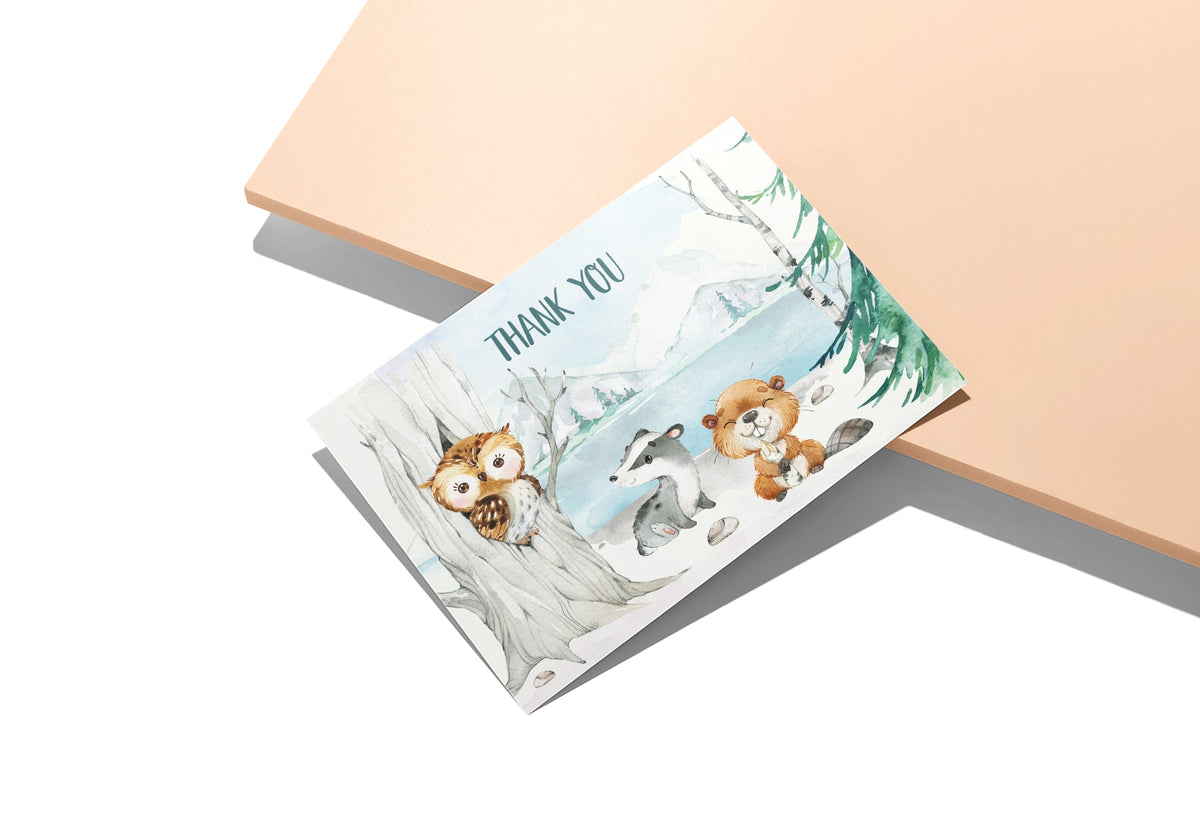 Forest Friends Woodland Animal Thank You Cards, set of 12 with envelopes, Twigs Paper - view 10