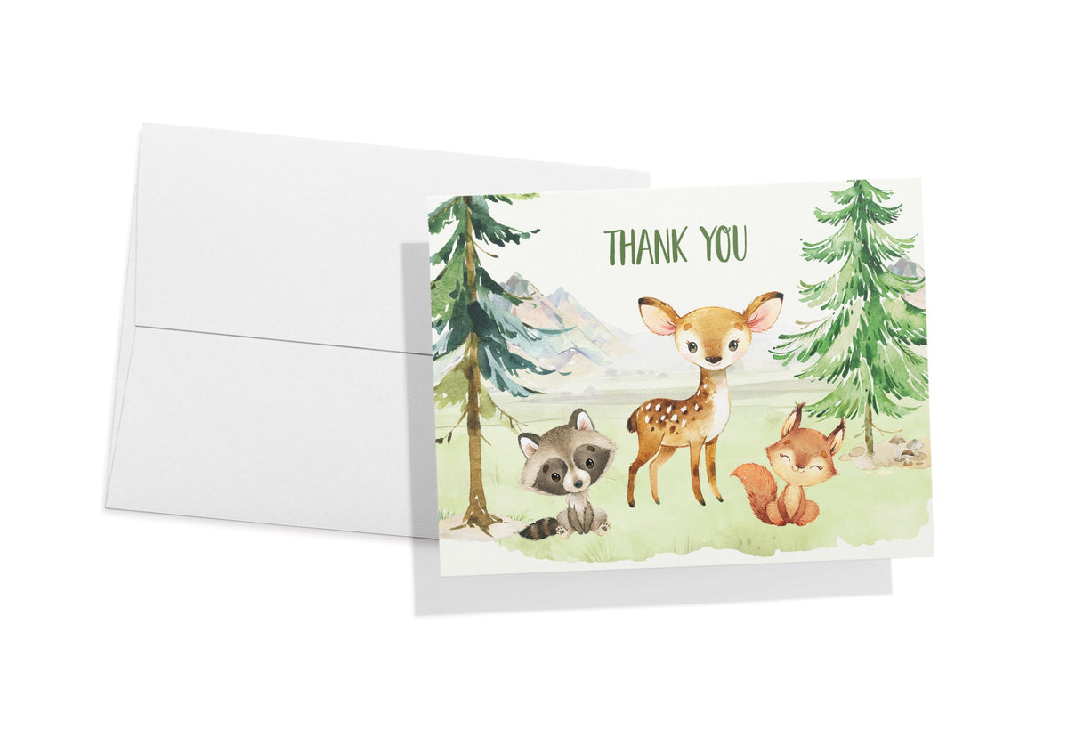 Forest Friends Woodland Animal Thank You Cards, set of 12 with envelopes, Twigs Paper - view 9