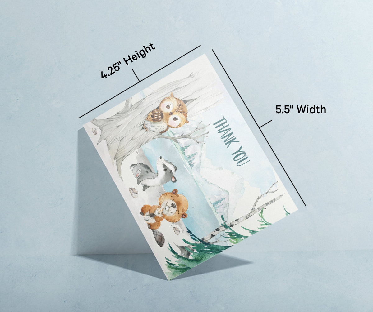 Forest Friends Woodland Animal Thank You Cards, set of 12 with envelopes, Twigs Paper - view 8