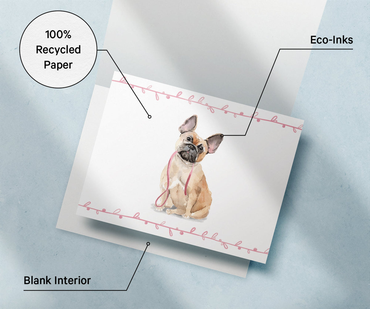 French Bulldog Watercolor Dog Greeting Cards, set of 12 with envelopes, Twigs Paper - view 6