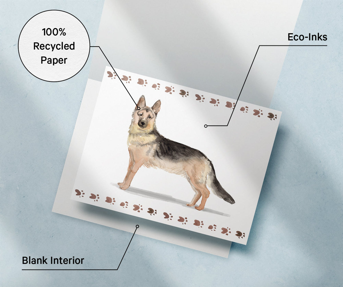 German Shepherd Watercolor Dog Greeting Cards, set of 12 with envelopes, Twigs Paper - view 6