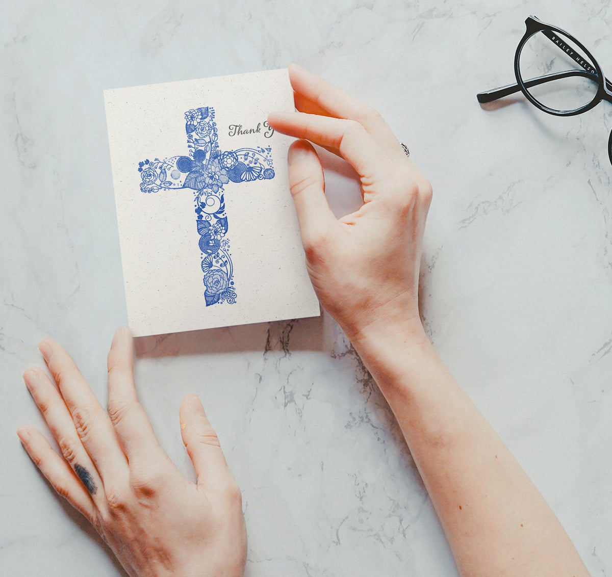 Gratitude in Faith Christian Thank You Cards, set of 12 with envelopes, Twigs Paper - view 5