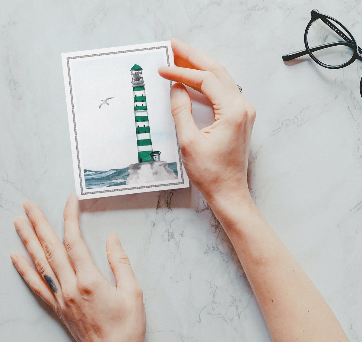 Guiding Lights Lighthouse Sympathy Cards, set of 12 with envelopes, Twigs Paper - view 7