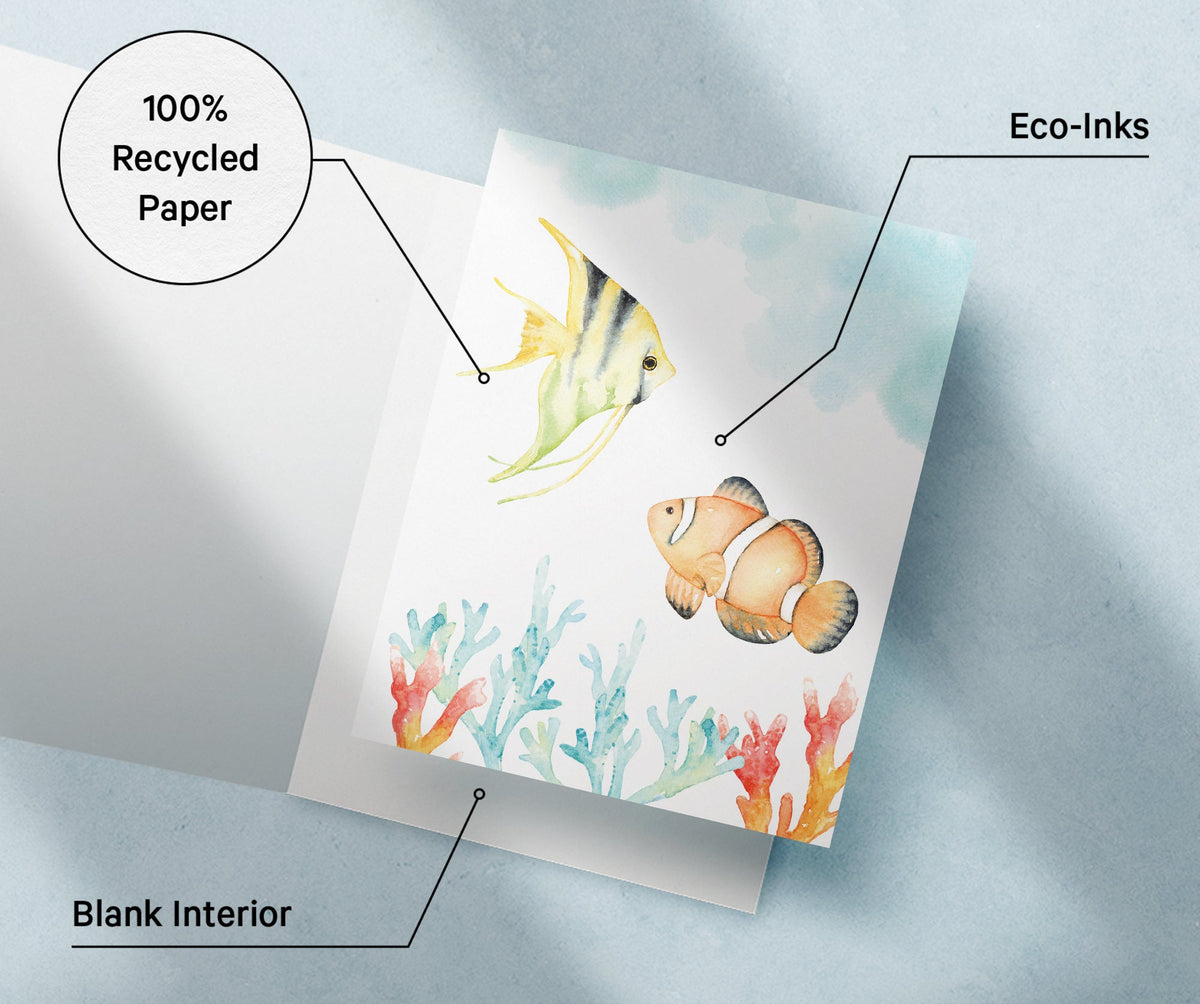 Marine Wonders Ocean Animal Greeting Cards, set of 12 with envelopes, Twigs Paper - view 9