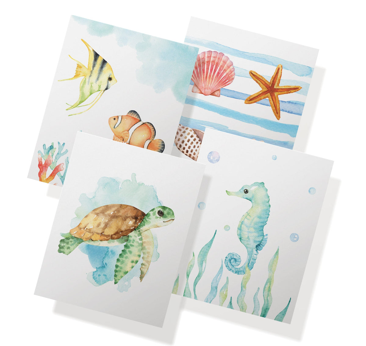Marine Wonders Ocean Animal Greeting Cards, set of 12 with envelopes, Twigs Paper - view 2