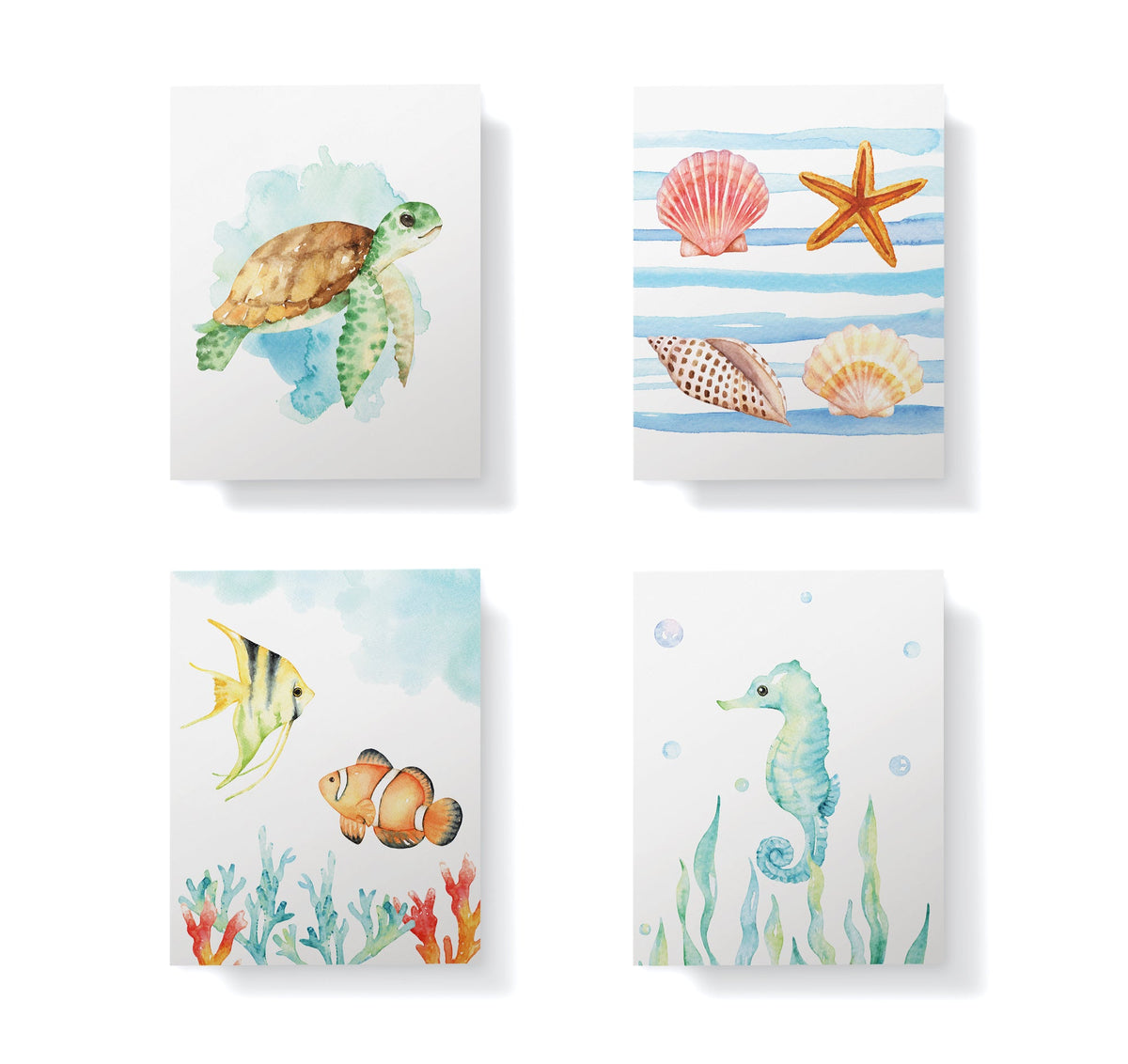 Marine Wonders Ocean Animal Greeting Cards, set of 12 with envelopes, Twigs Paper - view 4