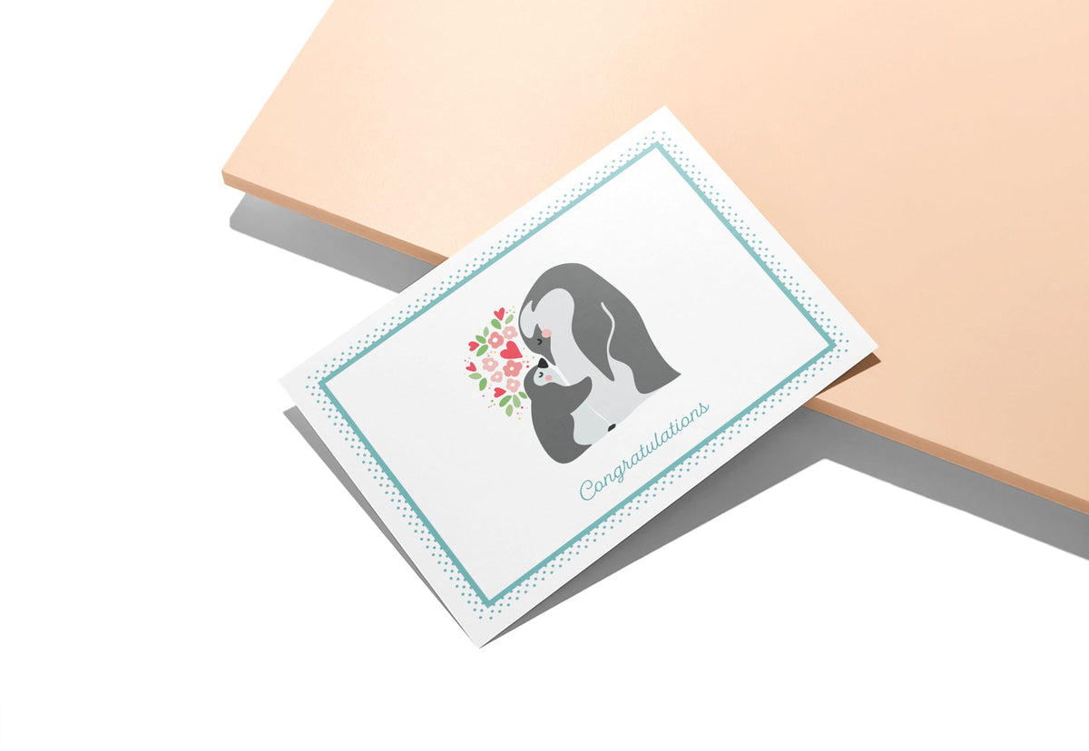 Mother & Baby Animal Congratulations Cards, set of 12 with envelopes, Twigs Paper - view 7