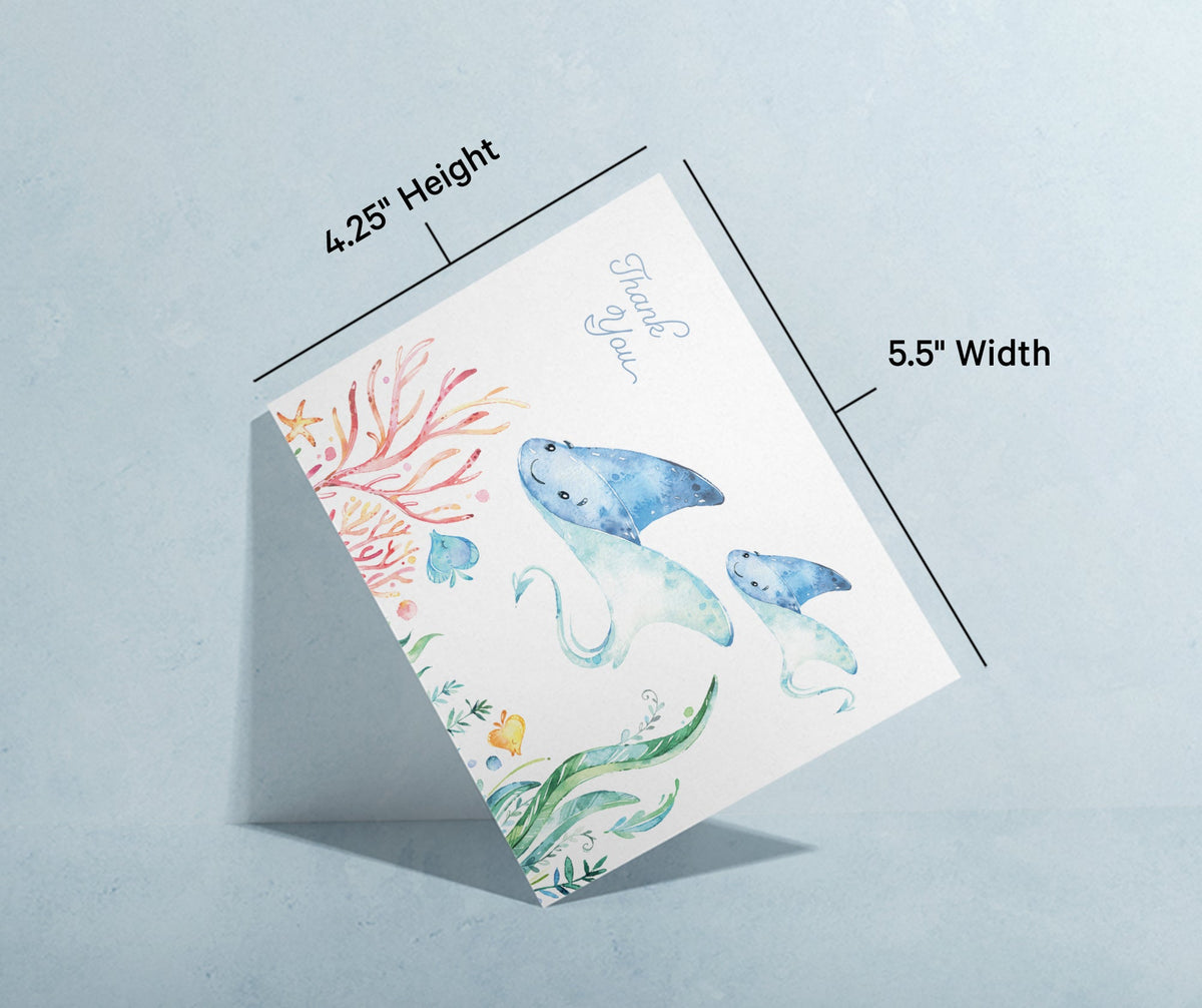 Ocean Tidings Sea Life Thank You Cards, set of 12 with envelopes, Twigs Paper - view 9