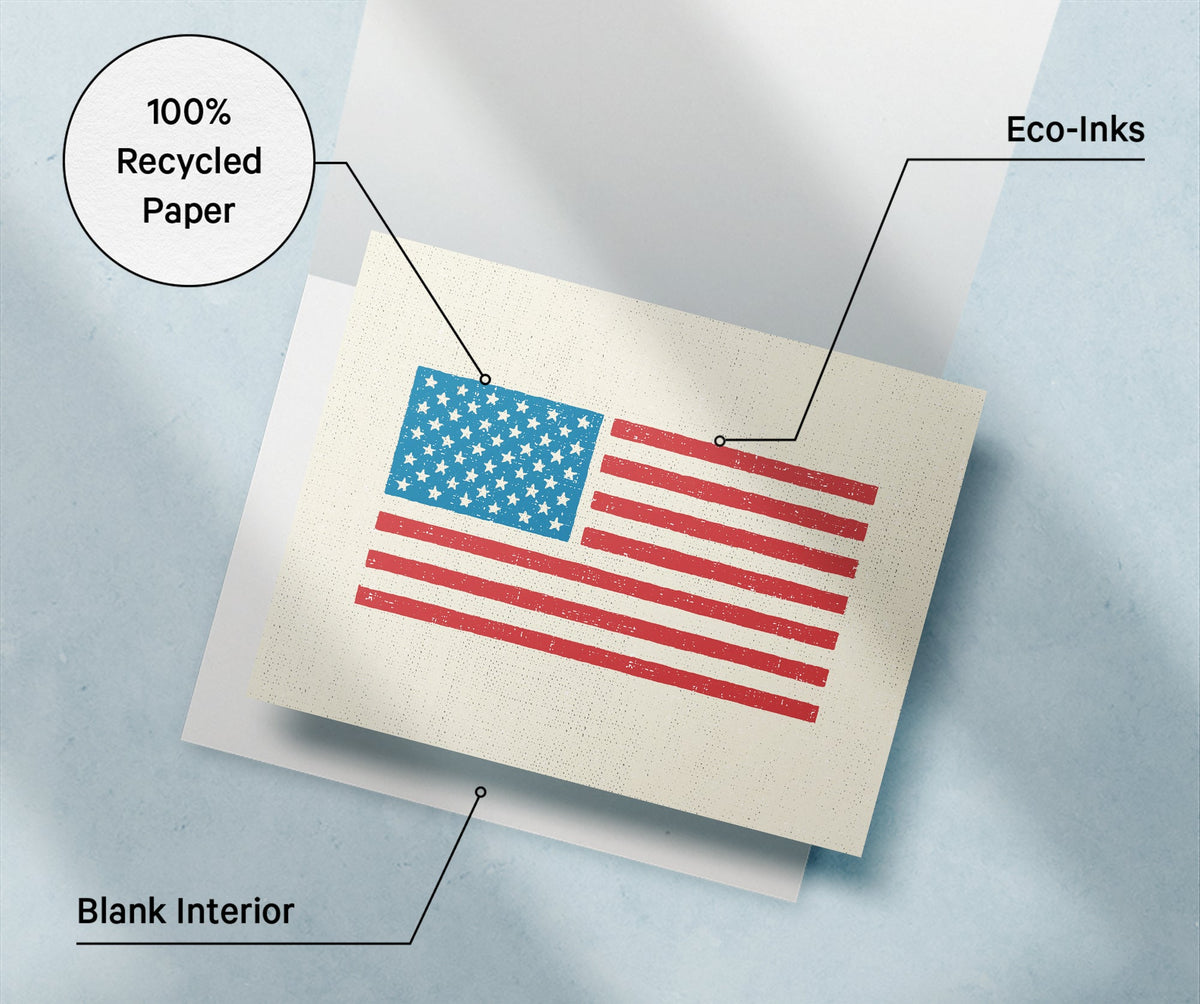 Old Glory American Flag Note Cards, set of 12 with envelopes, Twigs Paper - view 6
