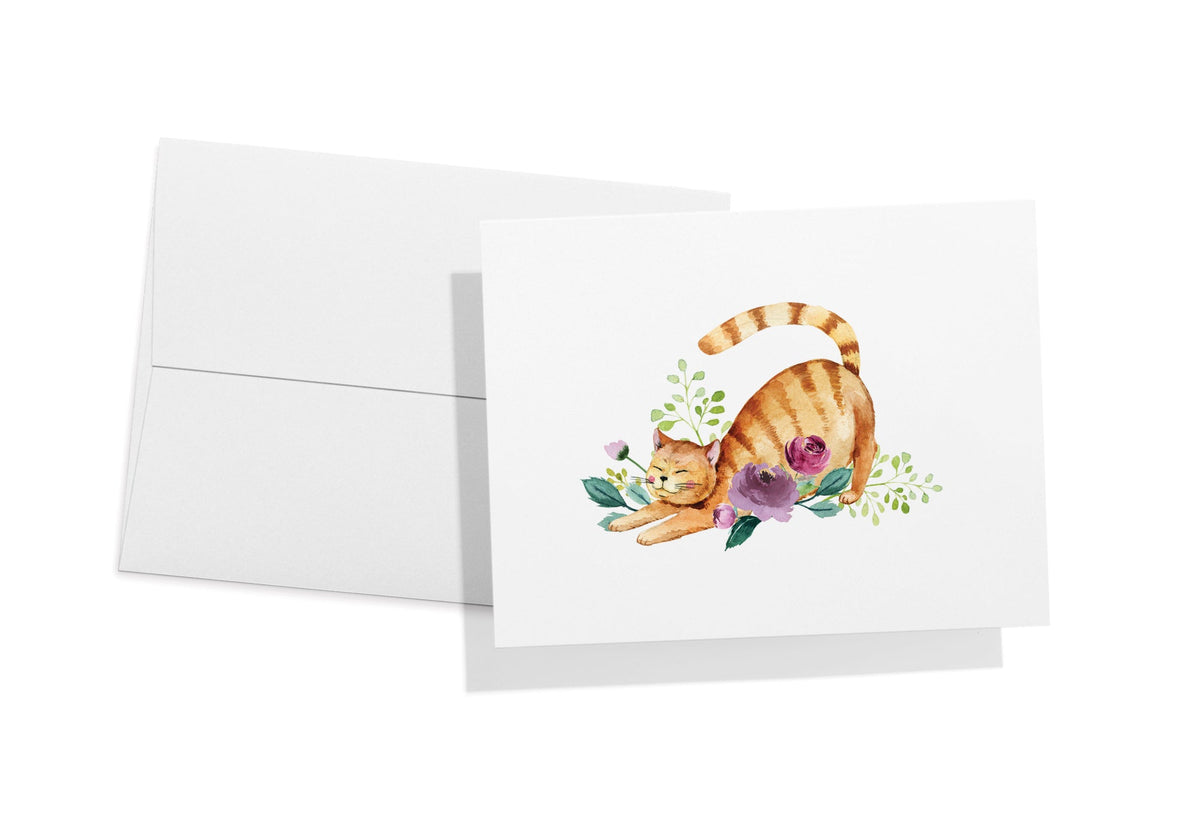 Playful Cats Watercolor Cat Greeting Cards, set of 12 with envelopes, Twigs Paper - view 6