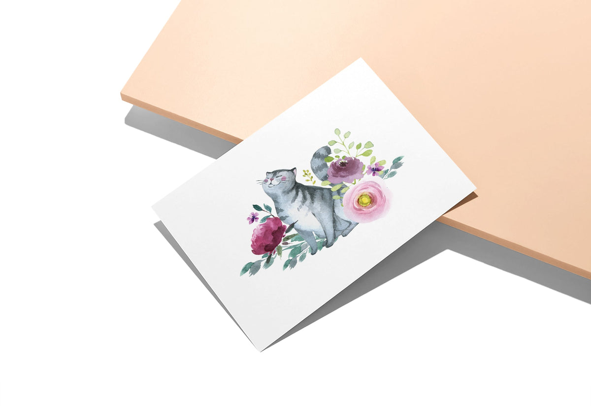 Playful Cats Watercolor Cat Greeting Cards, set of 12 with envelopes, Twigs Paper - view 8