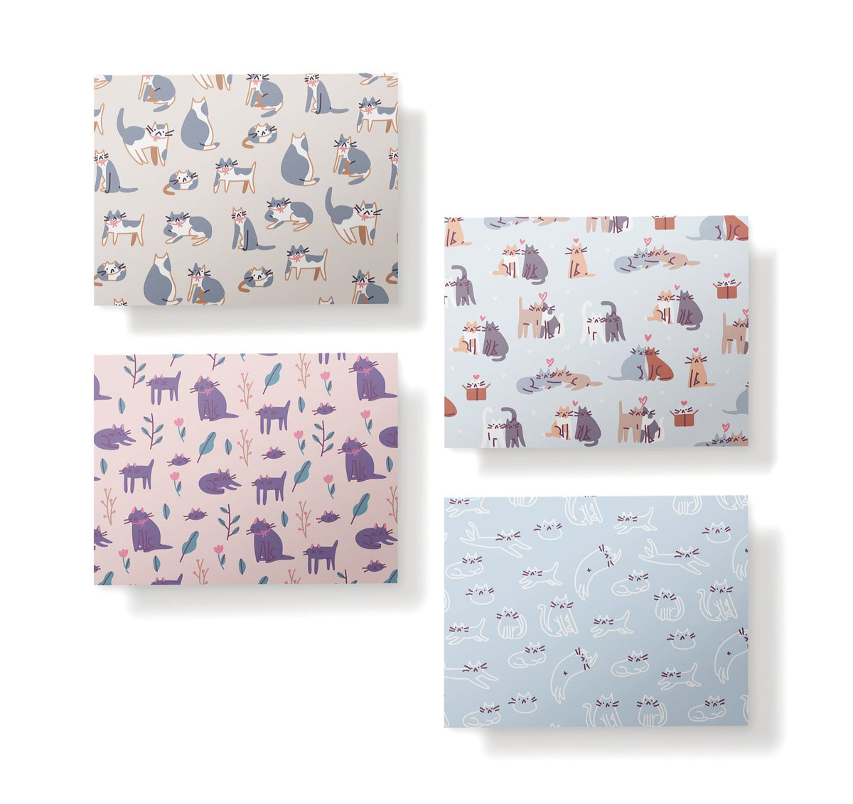 Purr-fect Patterns Cat Greeting Cards, set of 12 with envelopes, Twigs Paper - view 3