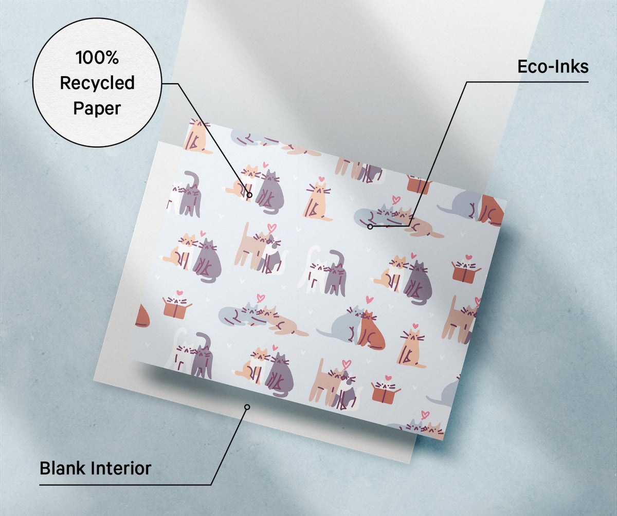 Purr-fect Patterns Cat Greeting Cards, set of 12 with envelopes, Twigs Paper - view 6