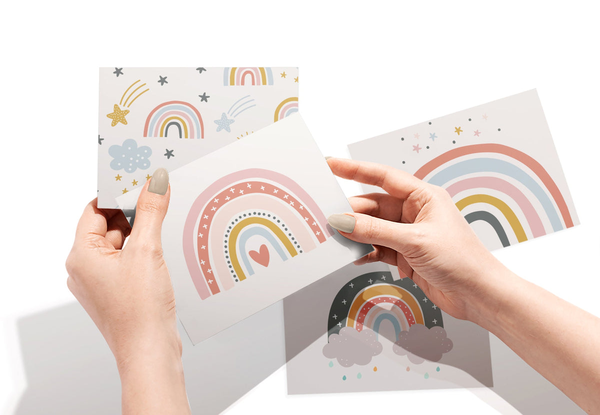 Rainbow Wishes Baby Shower Cards, set of 12 with envelopes, Twigs Paper - view 3