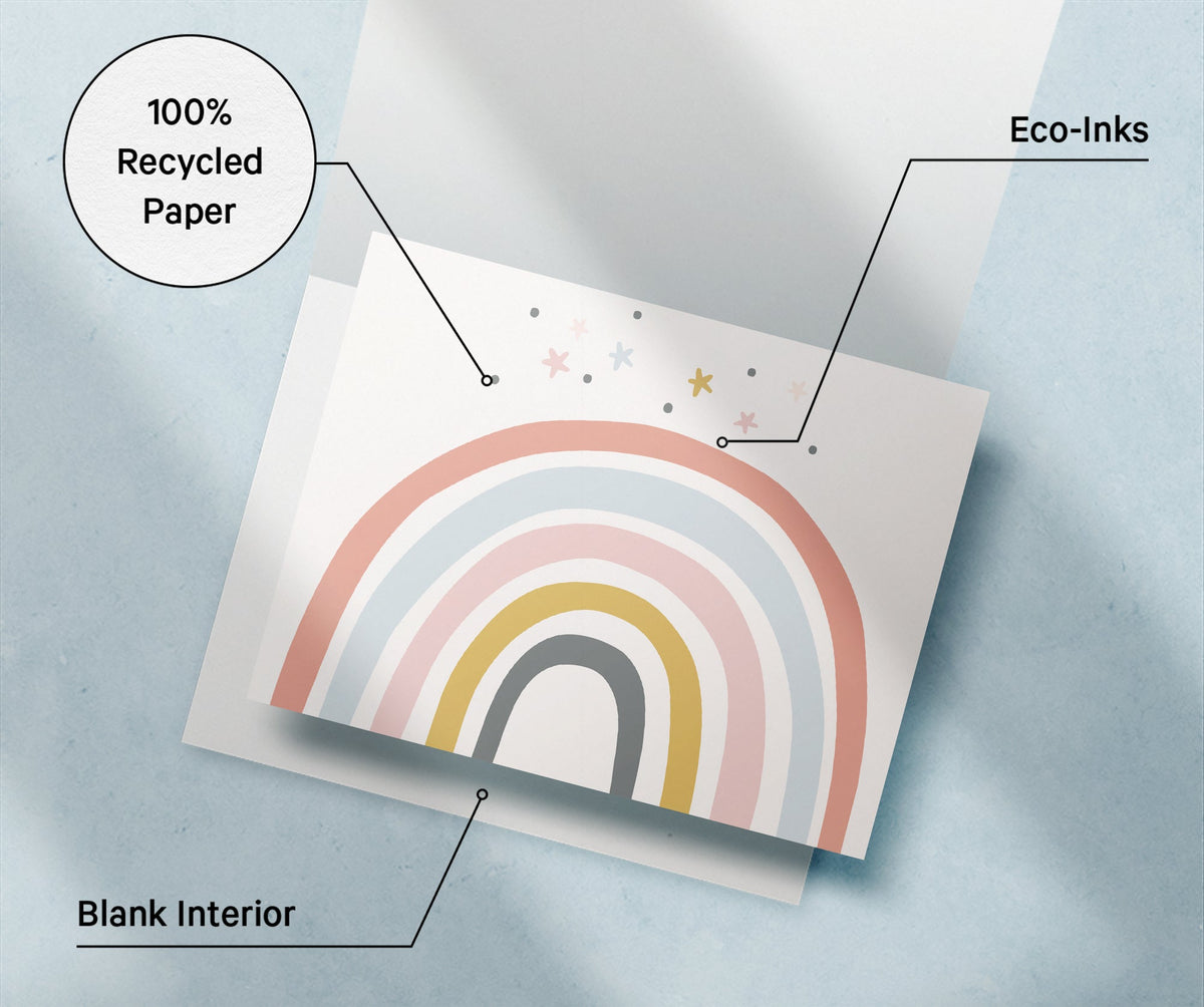 Rainbow Wishes Baby Shower Cards, set of 12 with envelopes, Twigs Paper - view 9