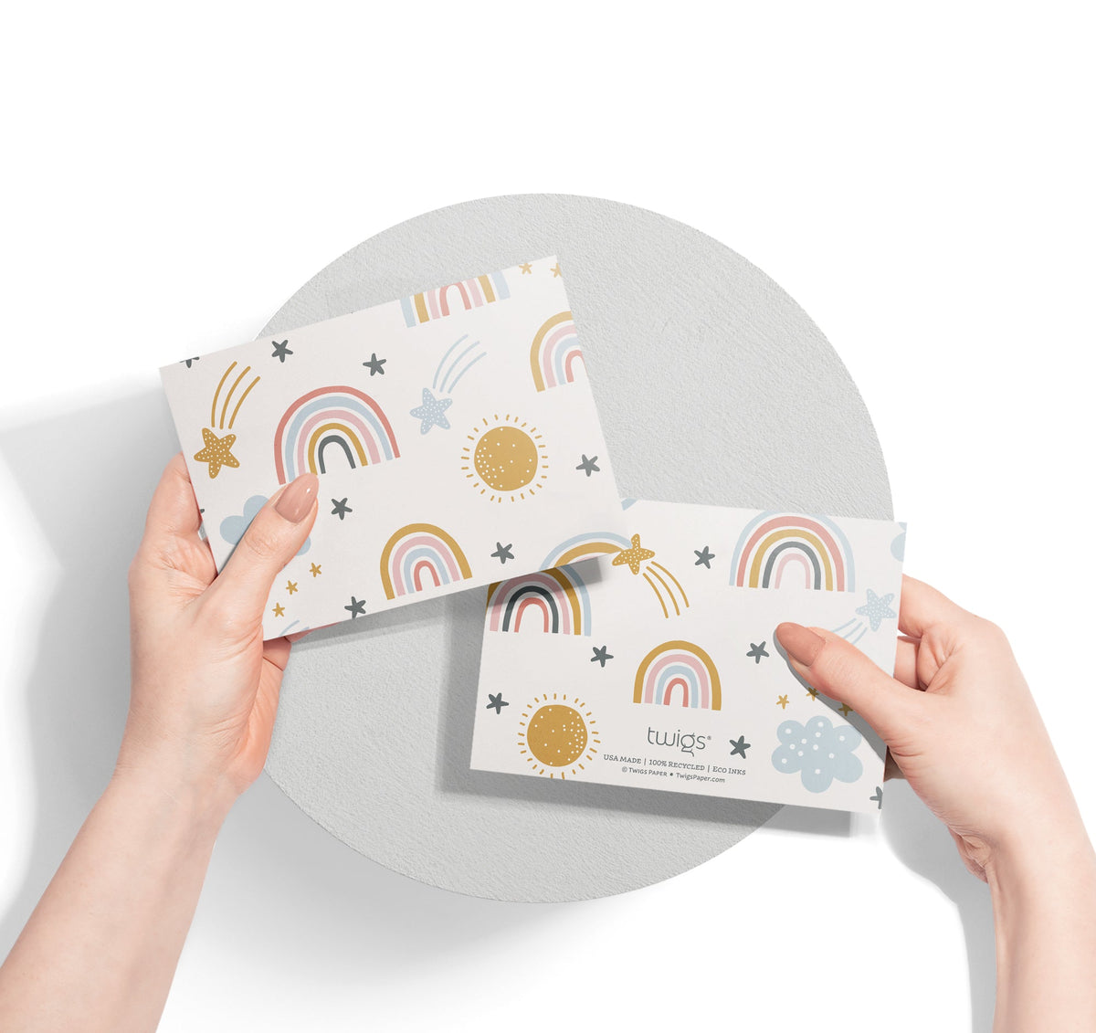 Rainbow Wishes Baby Shower Cards, set of 12 with envelopes, Twigs Paper - view 7