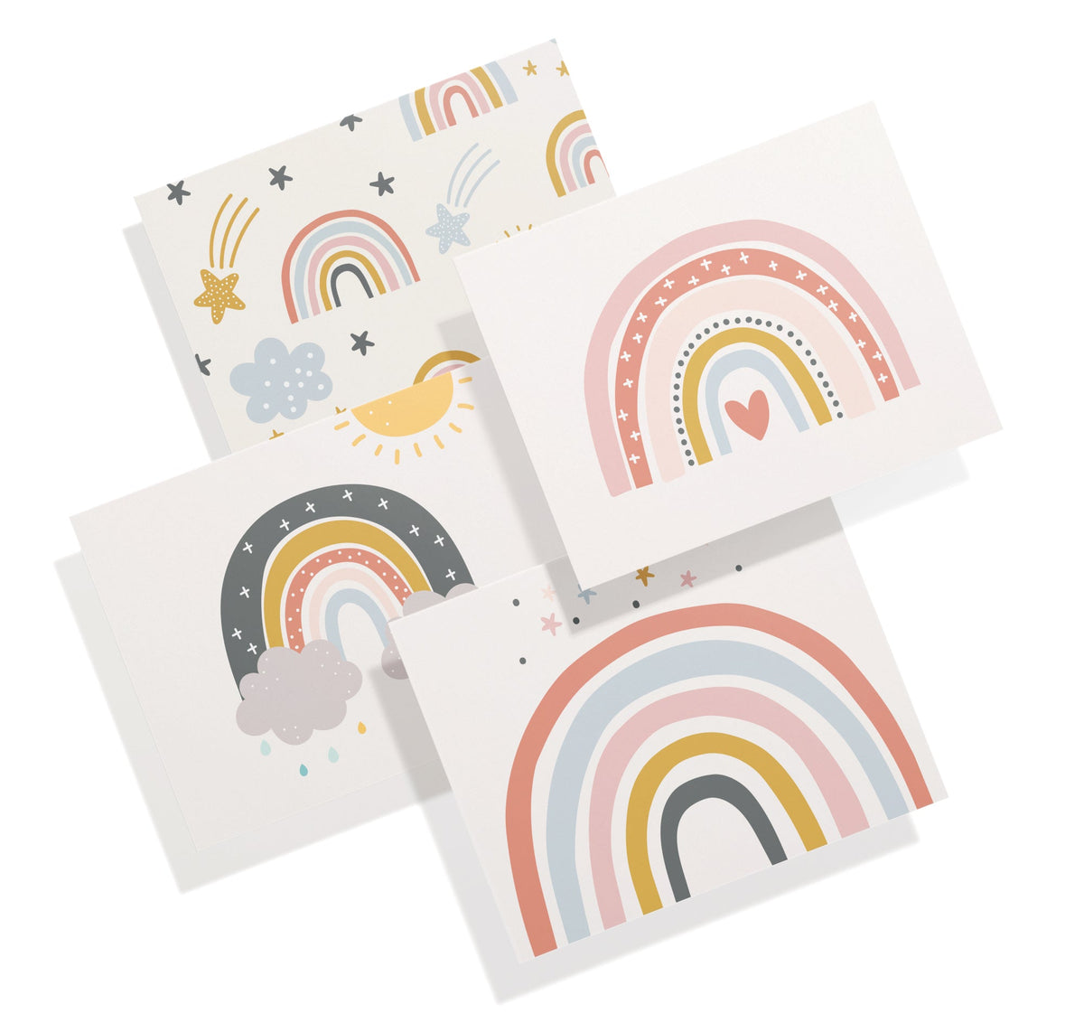 Rainbow Wishes Baby Shower Cards, set of 12 with envelopes, Twigs Paper - view 2