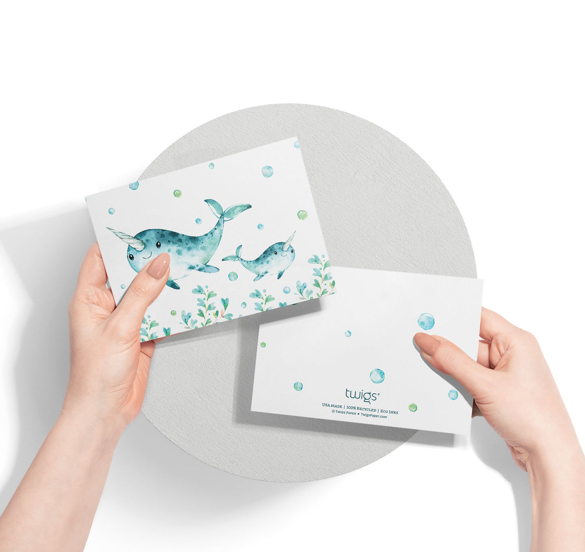 Sea Life Wonders Ocean Baby Shower Cards, set of 12 with envelopes, Twigs Paper - view 7