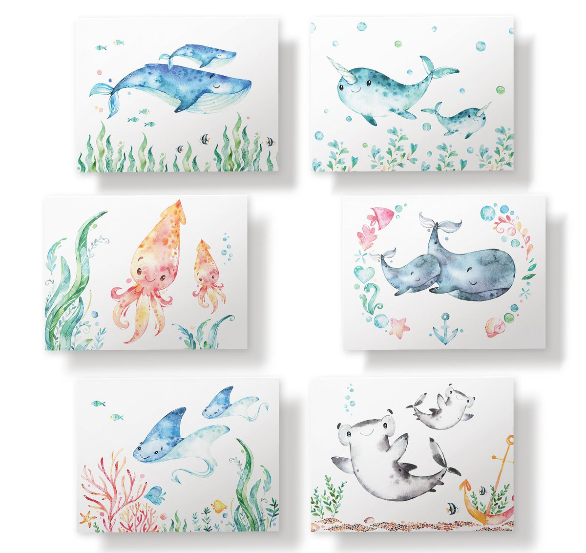 Sea Life Wonders Ocean Baby Shower Cards, set of 12 with envelopes, Twigs Paper - view 4