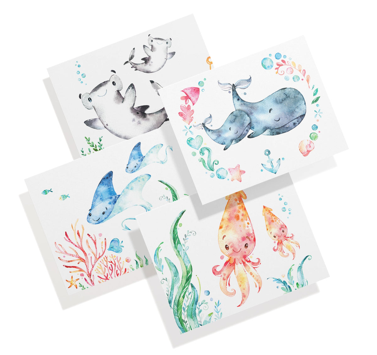 Sea Life Wonders Ocean Baby Shower Cards, set of 12 with envelopes, Twigs Paper - view 2