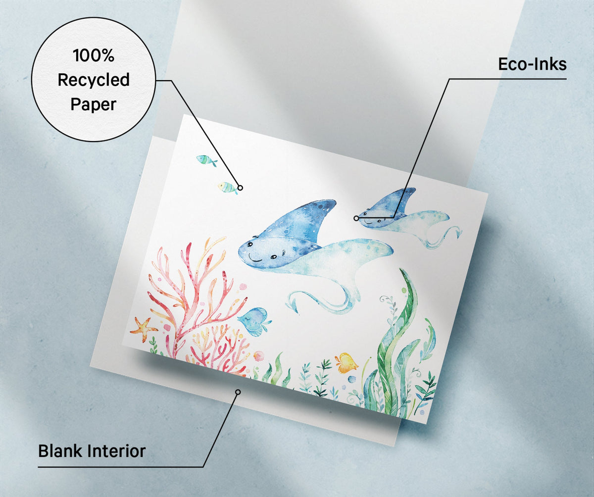 Sea Life Wonders Ocean Baby Shower Cards, set of 12 with envelopes, Twigs Paper - view 9