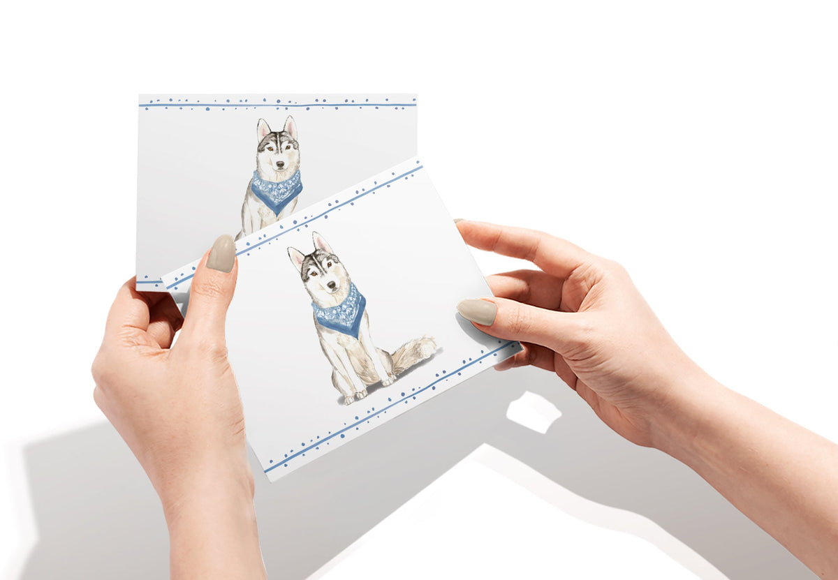 Siberian Husky Watercolor Dog Greeting Cards, set of 12 with envelopes, Twigs Paper - view 5
