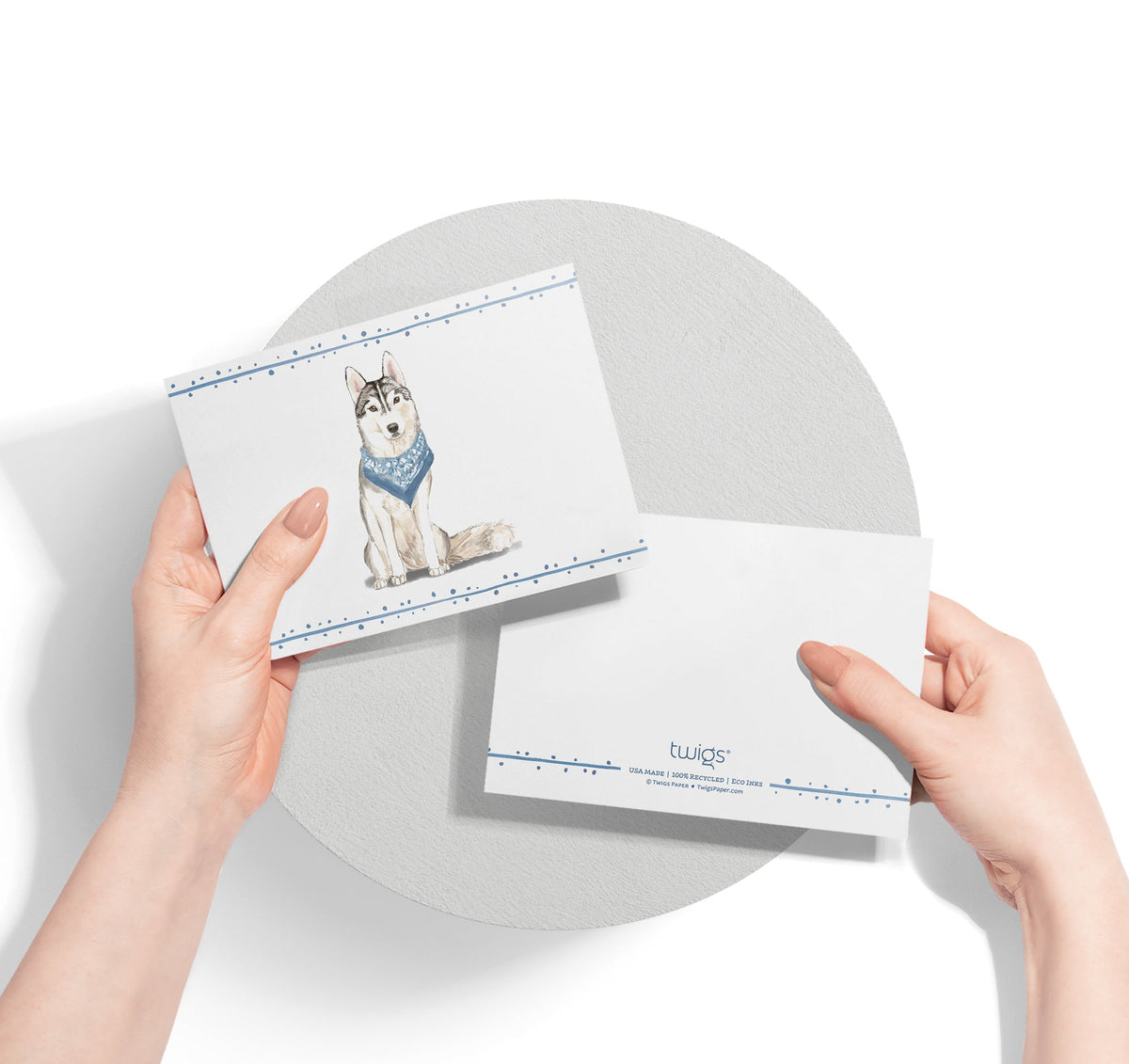 Siberian Husky Watercolor Dog Greeting Cards, set of 12 with envelopes, Twigs Paper - view 3