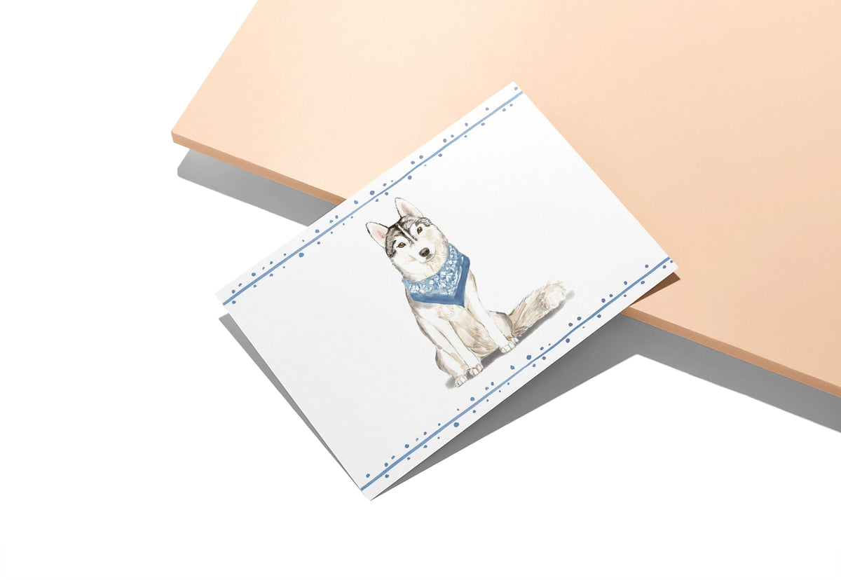 Siberian Husky Watercolor Dog Greeting Cards, set of 12 with envelopes, Twigs Paper - view 4