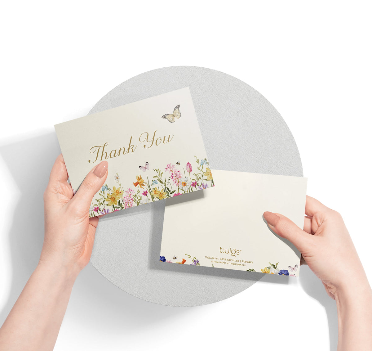 Spring Florals Thank You Greeting Cards, set of 12 with envelopes, Twigs Paper - view 2