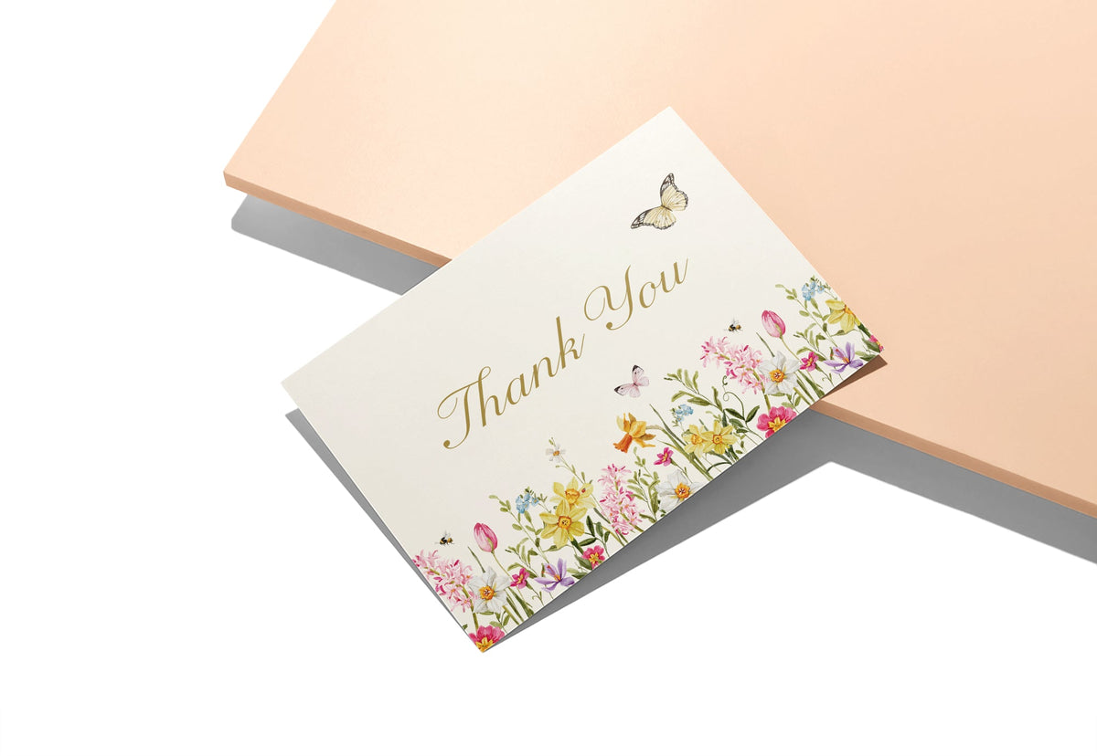 Spring Florals Thank You Greeting Cards, set of 12 with envelopes, Twigs Paper - view 3