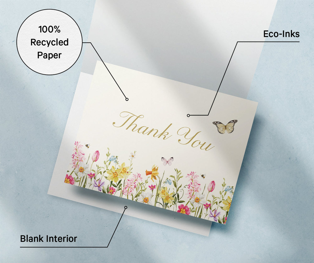 Spring Florals Thank You Greeting Cards, set of 12 with envelopes, Twigs Paper - view 5