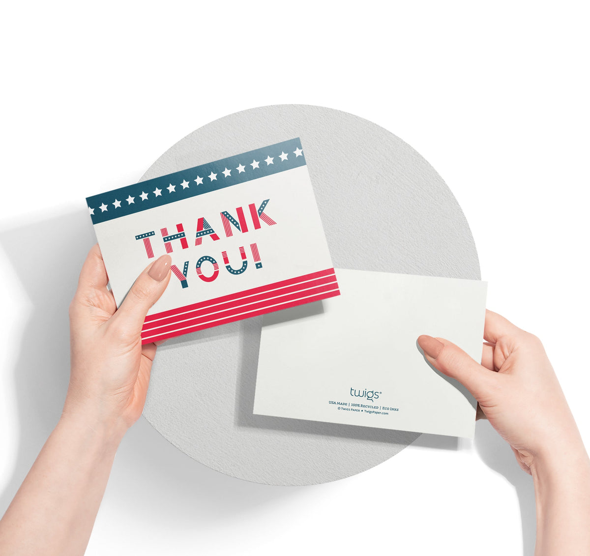 Stars & Stripes Patriotic Thank You Cards, set of 12 with envelopes, Twigs Paper - view 3