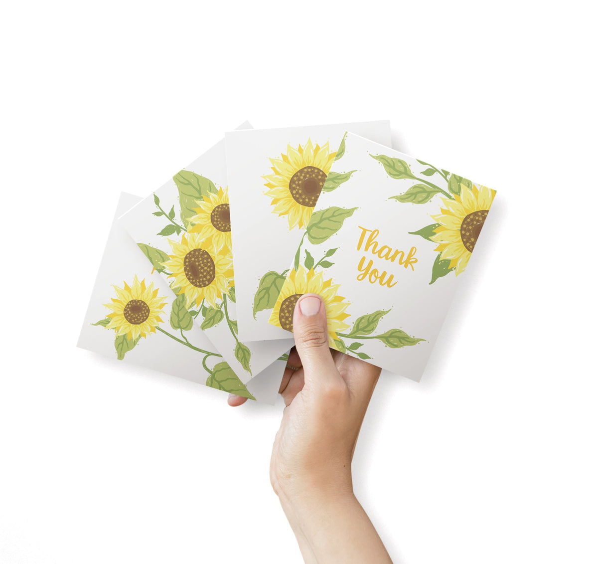 Sunflower Gratitude Floral Thank You Cards, set of 12 with envelopes, Twigs Paper - view 3