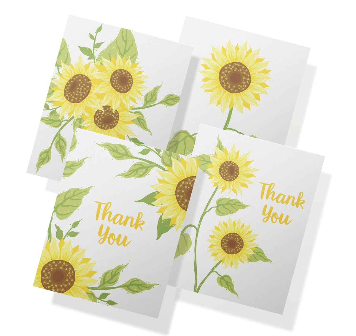 Sunflower Gratitude Floral Thank You Cards, set of 12 with envelopes, Twigs Paper - view 2