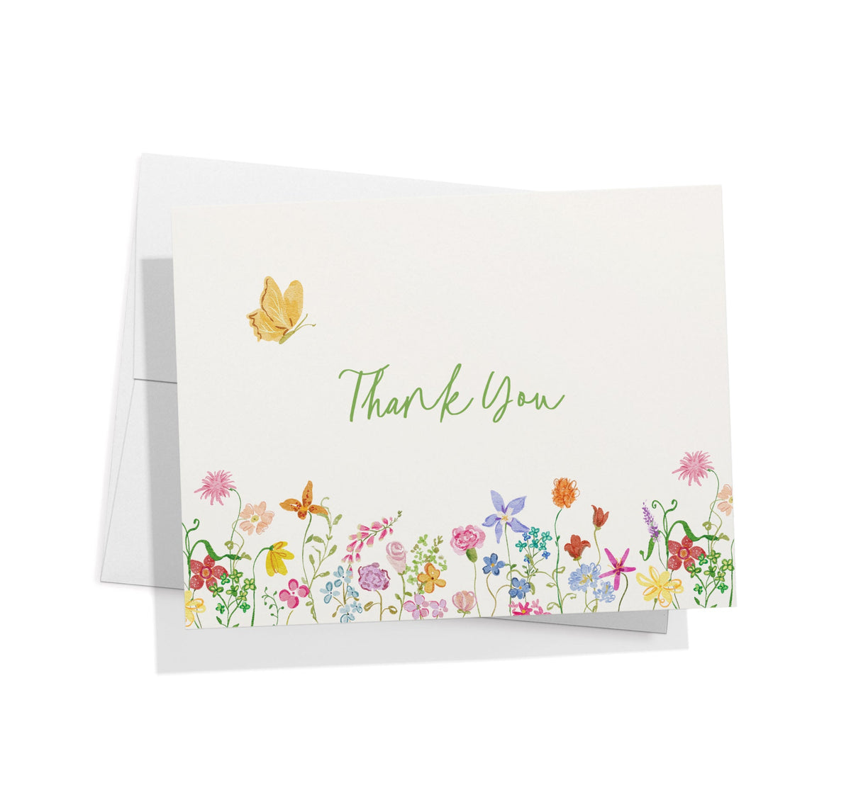 Whimsical Florals Thank You Greeting Cards, set of 12 with envelopes, Twigs Paper